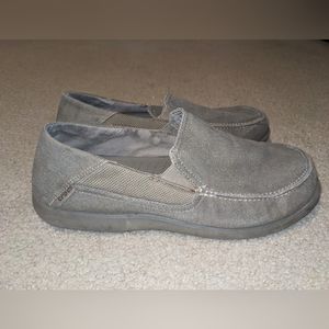 Crocs Men’s Slip-On Canvas Loafers in Gray